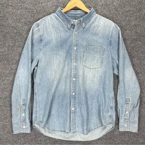 AG Adriano Goldschmied Chambray Shirt Men’s XL Blue Long Sleeve Denim Button Up